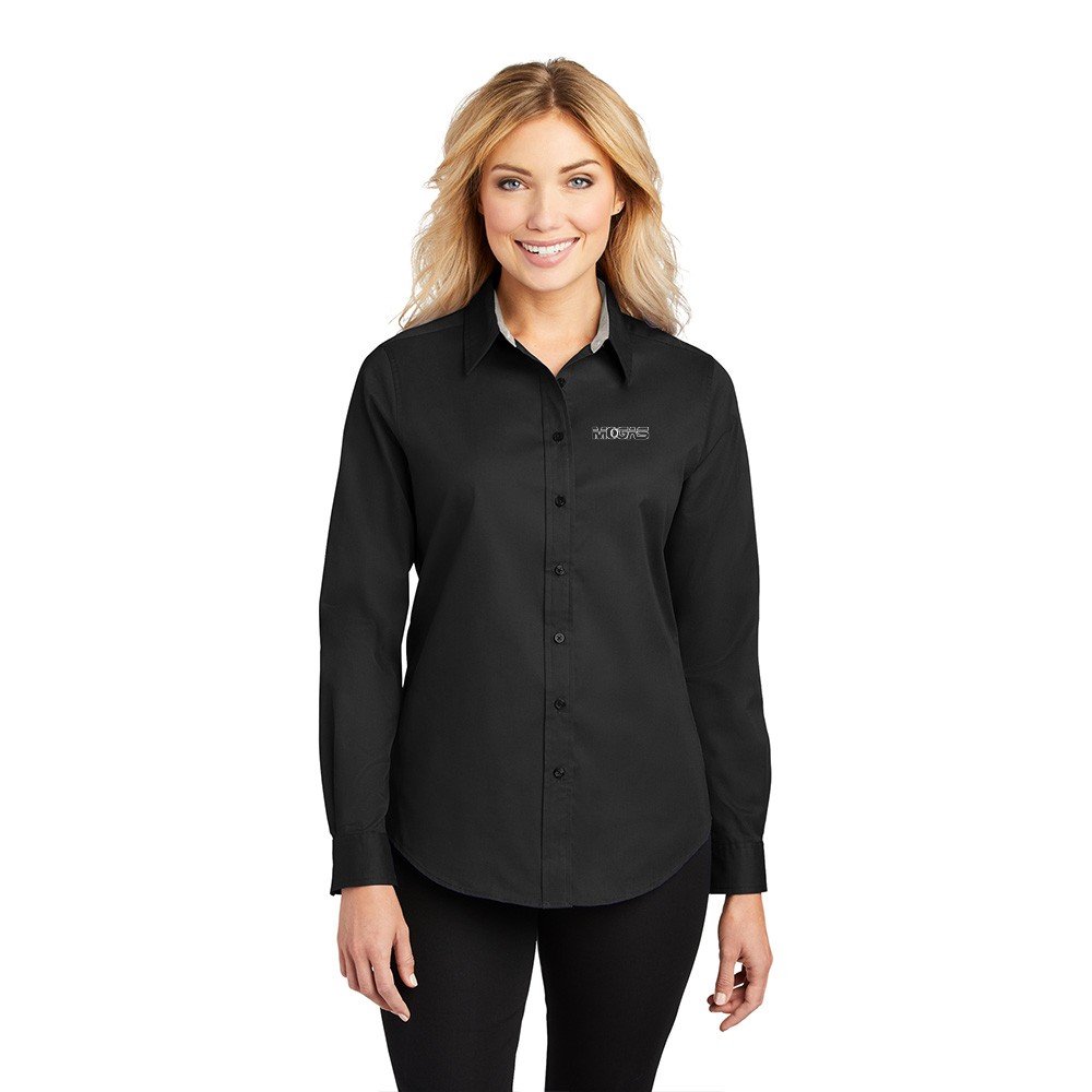 Ladies Long Sleeve Easy Care Shirt - Black